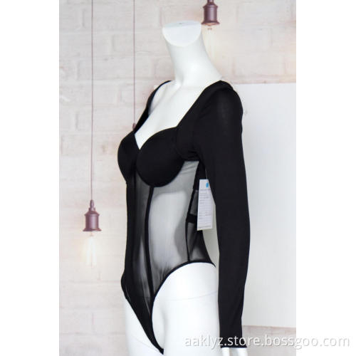 Factory Baby Rib And Mesh Jumpsuit